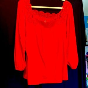 Loft square neck Orange blouse - size Large